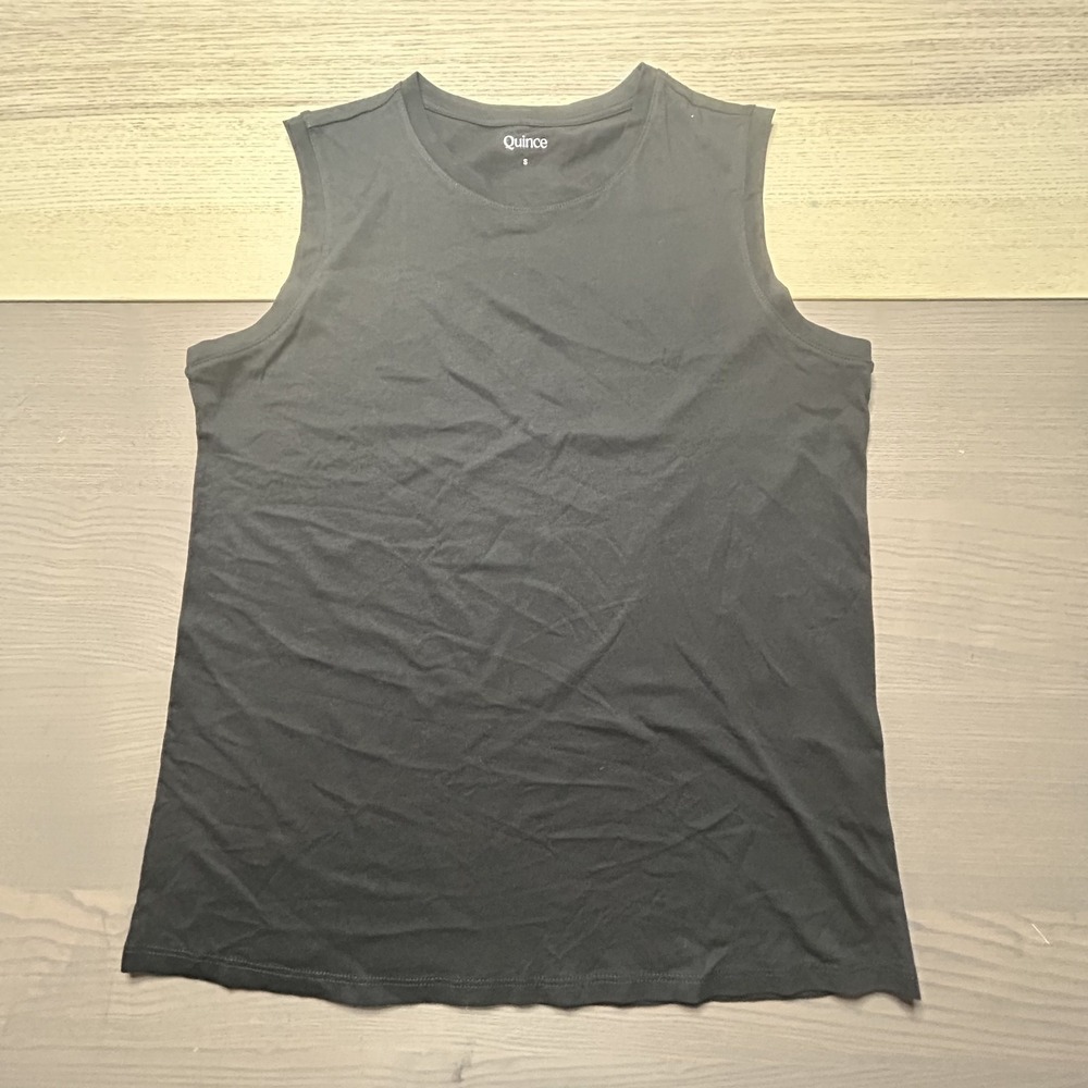 Quince Tank Women Small Black Cotton Modal Sleeveless Muscle Top